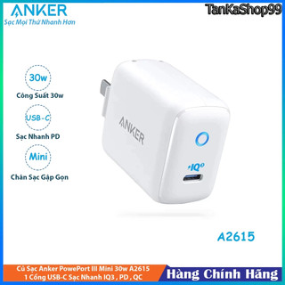 Củ Sạc Anker PowerPort III mini 30W A2615 , 1 Cổng USB-C Sạc Nhanh PD IQ3