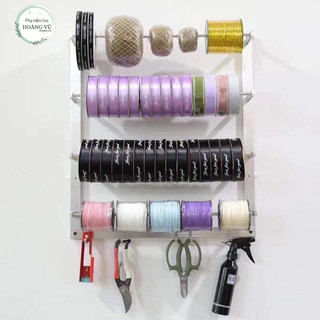 Kệ sắt treo ruy băng, kệ inox treo đồ có móc treo gắn tường treo ruy băng kéo kìm dây cuộn kẽm gọn nhẽ dễ lắp đặt