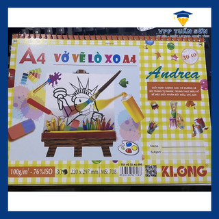 Vở Vẽ Klong Lò Xo Xé A4 - 30 tờ - Ms: 708