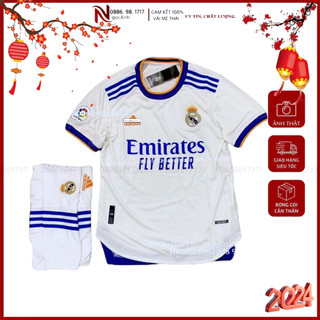 Set Bộ Thể Thao Nam CLB Real Madrid sân nhà Màu Trắng mùa giải 2021/22 - Chuẩn áo thi đấu bóng đá