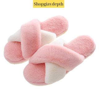 Dép lông nữ thời trang Quai Chéo phối màu phong cách thời trang ulzzang Hàn Quốc lên chân cực xinh TH-89