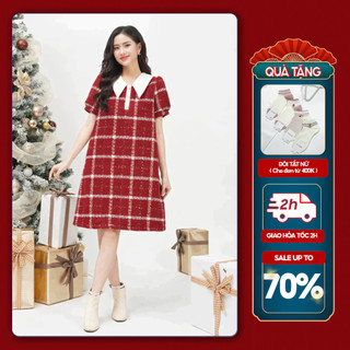 Đầm Đỏ Dáng Suông A Phong Cách Công Sở Michi House Váy Xuông Dự Tiệc Dáng Dài Qua Gối Freesize Bầu Mặc Xinh V532