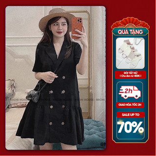 Set Đầm Suông Công sở MICHI House Kèm Bờm Tóc Váy Xuông Thiết Kế Cổ Vest Tôn Dáng Bigsize 70 kg Bầu Mặc Xinh V270