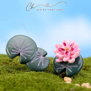 (Terrarium) Phụ kiện Hoa Sen hồng và Lá sen