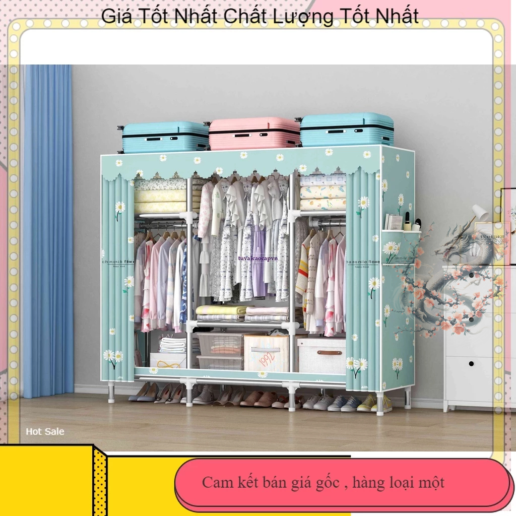 Tủ đựng quần áo tủ vải 3 Buồng khung thép lót vải tiện dụng tiện lợi vải chống thấm đựng quần áo linh hoạt khung thép