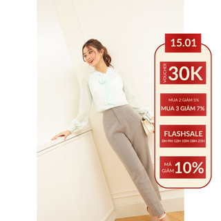 Quần baggy công sở nữ gillee tuyết mưa kem caro
