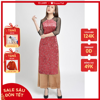 Áo Dài Cách Tân Nữ Nhung Phối Tay LAMER L61A18Q046