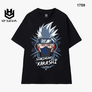 Áo Thun HY KOREA Vải Cotton 100% In Hình Sharihgan Kakashi 1759 Phom Rộng OverSize Unisex