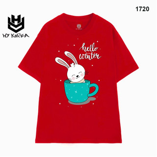 Áo Thun HY KOREA Vải Cotton 100 Nguyên Chất In Hình Noel 1720 Phom Rộng OverSize Unisex