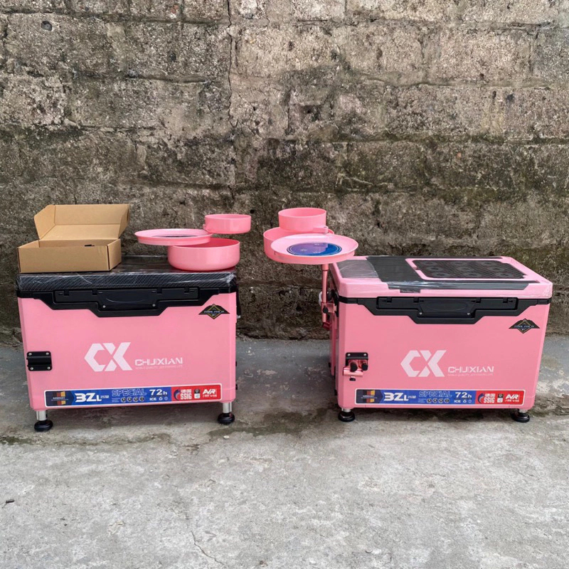 Thùng Câu Đài Chuxian Màu Hồng -combo-Bao Cần-Ô  Câu Cá