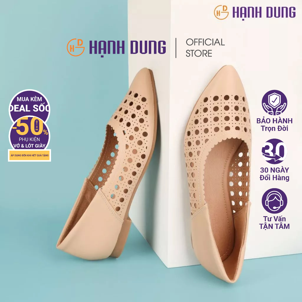 [HCM] Giày Búp Bê Hạnh Dung HD2983AY ( Màu Bò - Đen - Kem )