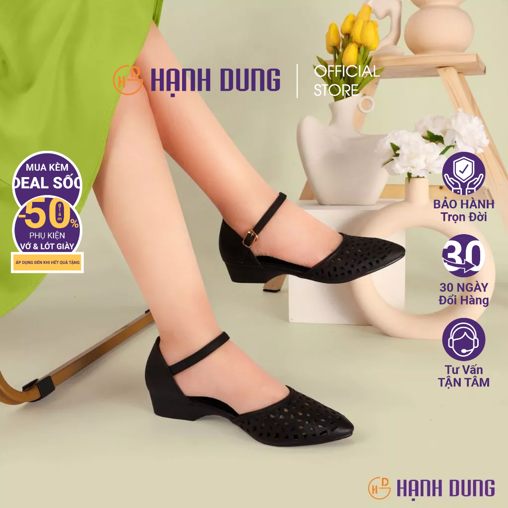 [HCM] Giày Sandal Hạnh Dung HD29138AY ( Màu Kem - Bò - Đen - Trắng )