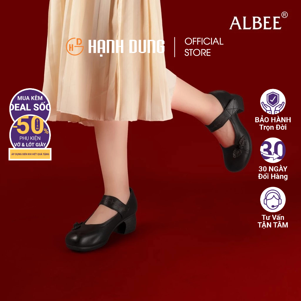 [HCM] Giày Bít Cao Gót Albee HD0230TQ ( Màu Đen - Nâu )