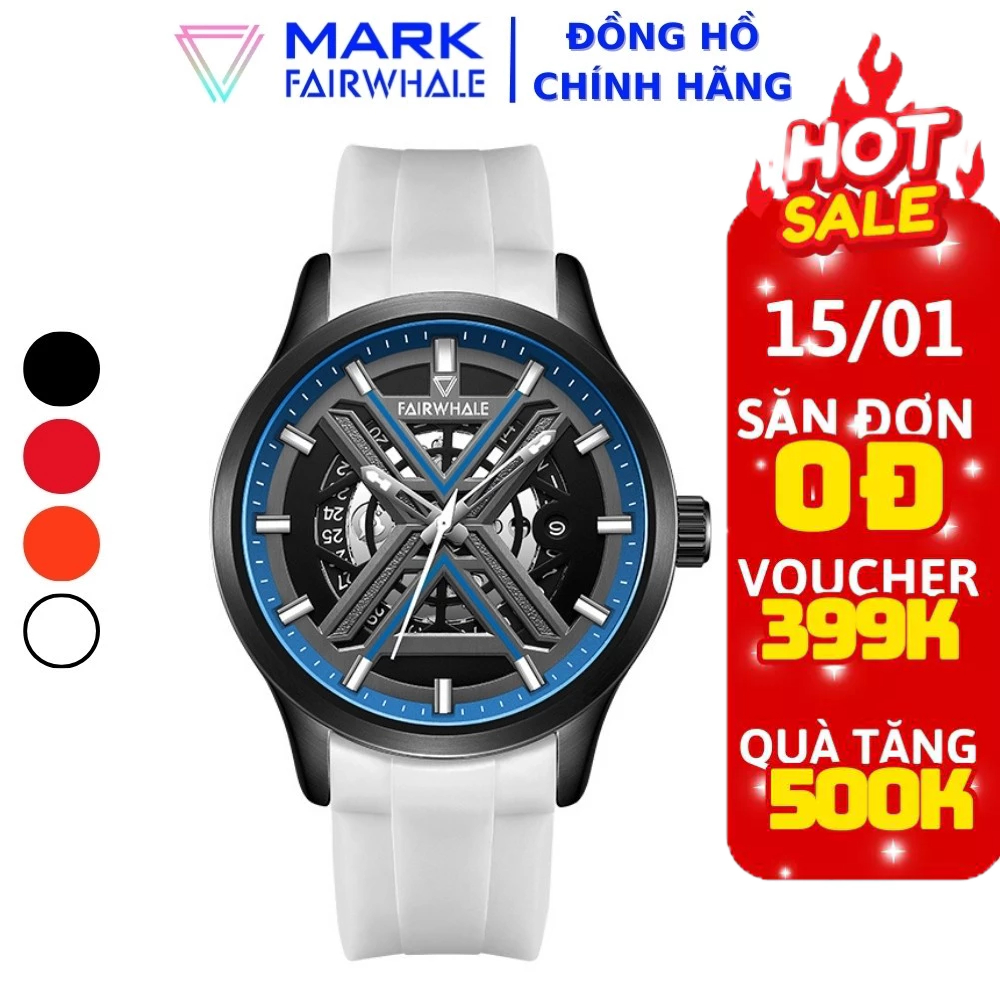 Đồng Hồ Cơ Nam Chính Hãng Mark Fairwhale FW017 Máy Cơ Size 42mm Dây Đeo Silicone Chống Nước 30m Phong Cách Quý Ông