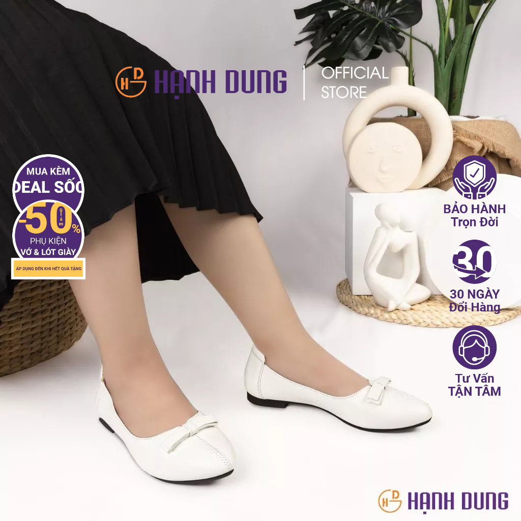 [HCM] Giày Búp Bê Hạnh Dung HD0803AP ( Màu Bò - Đen - Kem - Trắng - Xám )