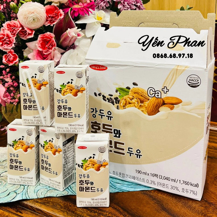 THÙNG 16 HỘP - Sữa Hạt Óc Chó Hạnh Nhân Đậu Đen Kang's Food Hàn Quốc 190ML