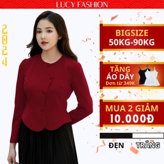 Áo vest bigsize nữ dáng ngắn tay dài đi làm đi chơi, Áo blazer bigsize ngắn vải Cotton cao cấp thoáng khí - LUCY FASHION