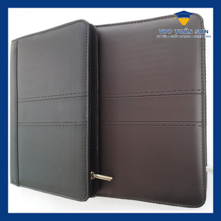 Sổ Bìa Da Klong B5 Kẻ Ngang Kẹp Còng Khóa Kéo - 240 Trang Ms: 354 Đẹp