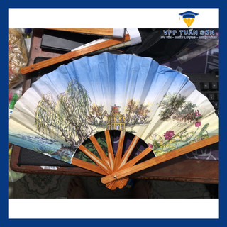 Quạt tranh giấy cầm tay họa tiết