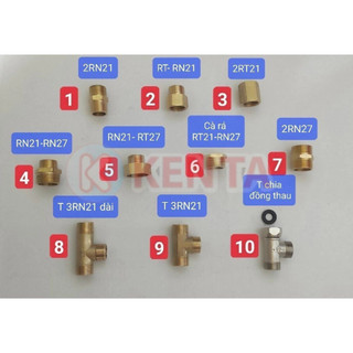 Đầu nối đồng thau nối thau 2 đầu ren 21 ren ngoài ren trong kép ren cà rá lơ măng sông