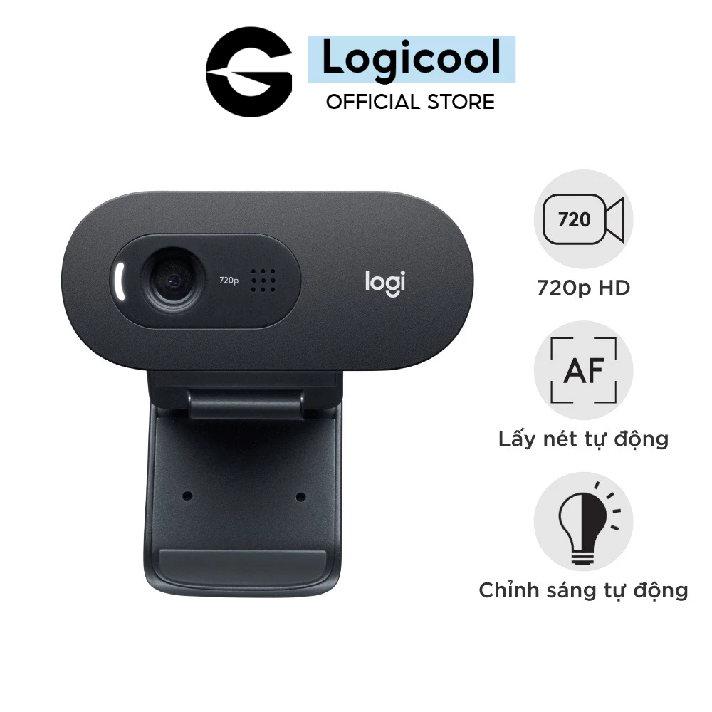 Webcam Logitech C270 720p HD góc cam 55°, micro giảm ồn, tự chỉnh sáng, chụp ảnh 3MB - Hàng chính hãng 2 năm bảo hành
