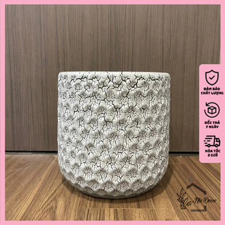 Chậu gốm trồng cây trụ tròn vân rạn , Chậu trồng cây, Chậu gốm bát tràng, Chậu sứ trồng cây, Chậu gốm sứ