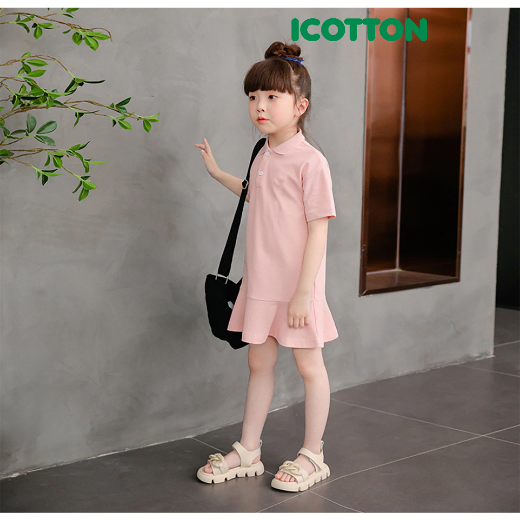 Váy liền thân bé gái Icotton đuôi cá cổ đức chất cotton 100% BG140