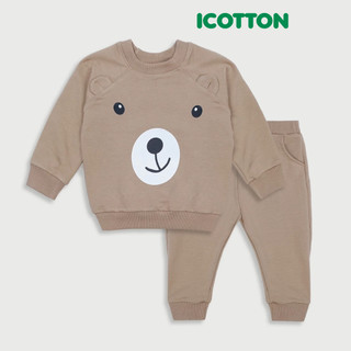 Bộ quần áo thu đông Icotton hình Gấu màu nâu BT178