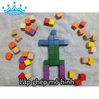 Túi 100 khối gỗ vuông 2cm - cube 2cm