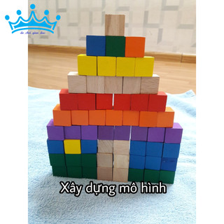 Túi 100 khối gỗ vuông 2cm - cube 2cm