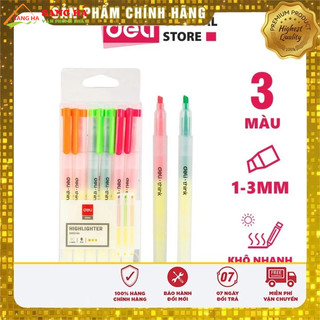 Bút nhớ dòng deli - 6 cây 2 đầu 4 màu - bút highlight deli - eu35304