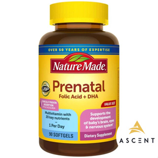 [Chính hãng web] Prenatal Multivitamin Folic Acid + DHA ''Nature Made'' 90 viên : Vitamin tổng hợp dành cho mẹ bầu