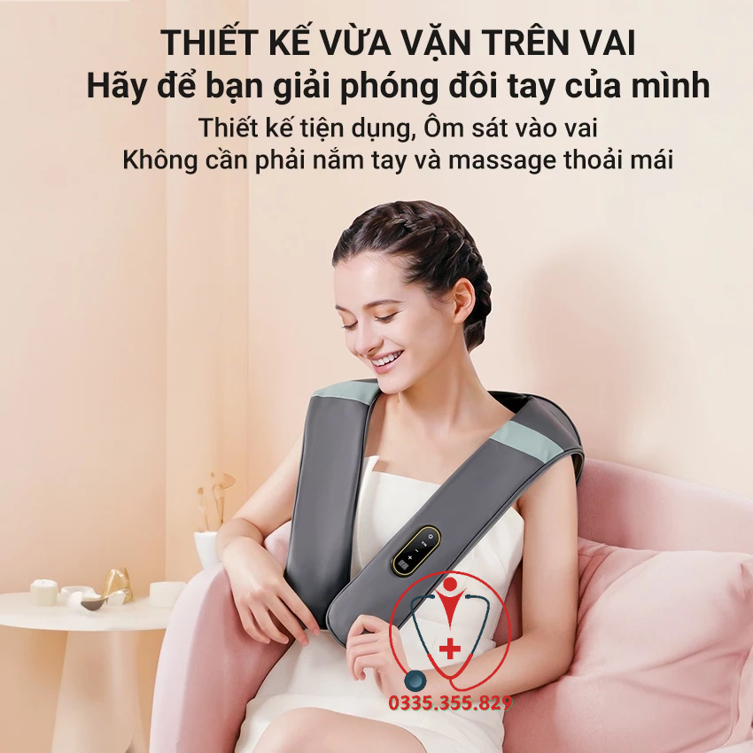 Máy massage cổ vai gáy, máy đấm lưng giúp giảm đau, thư giãn, lưu thông khí huyết BR-P6