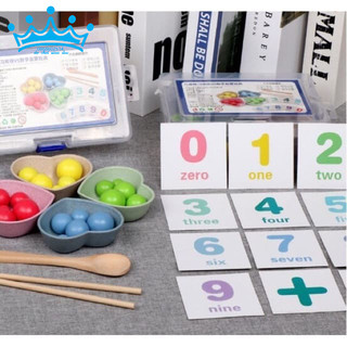 Bộ gắp bi gỗ học số Montessori