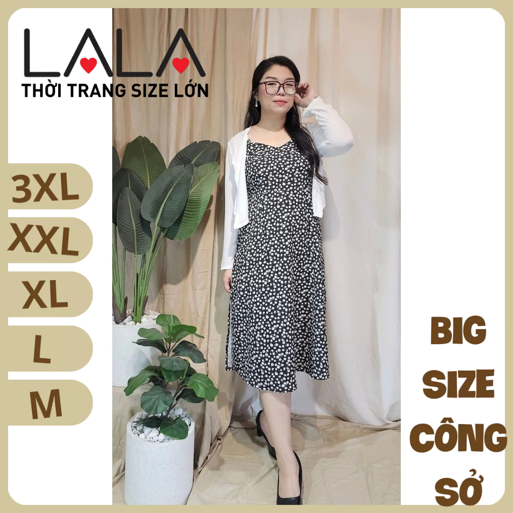 Bigsize công sở - Yếm Maxi - Đen Hoa