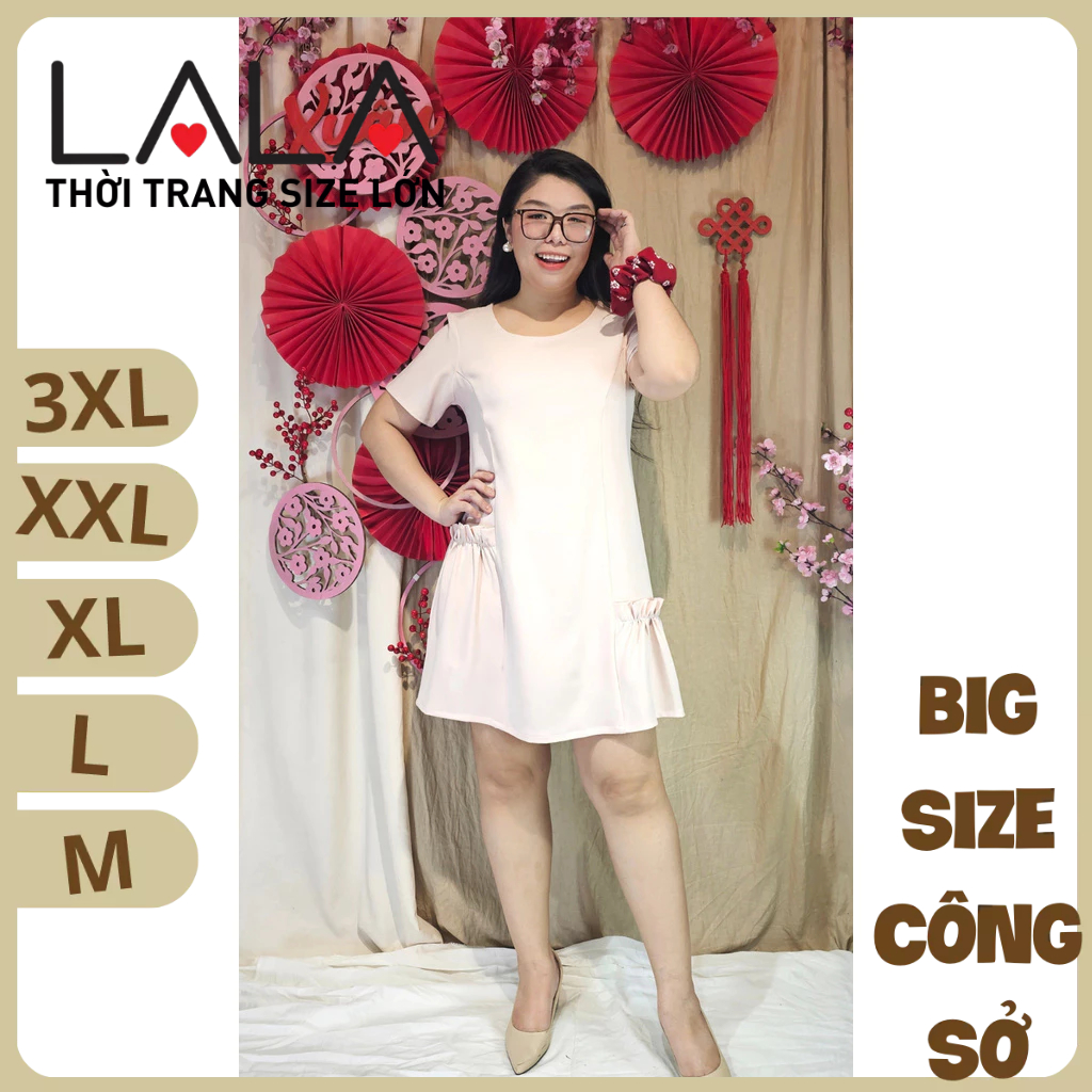 Bigsize công sở - Đầm Dúng Lệch - Hồng