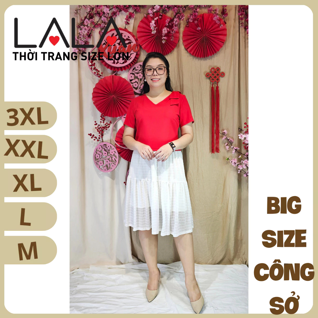 Bigsize công sở - Áo Nơ Vai - Đỏ