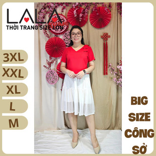 Bigsize công sở - áo nơ vai - đỏ