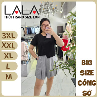 Bigsize công sở - áo cổ tròn đắp lệch - đen