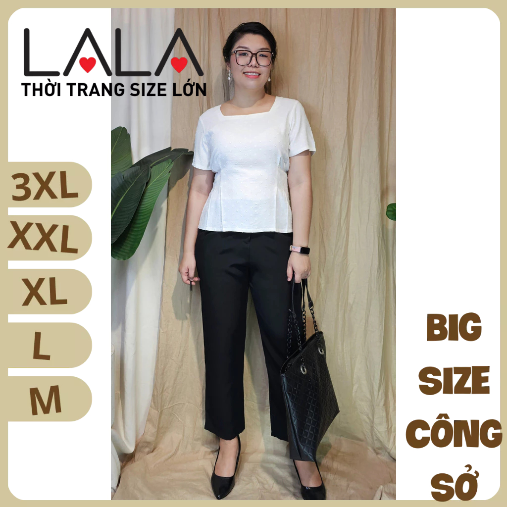 Bigsize công sở - Áo Cô Vuông Ben Đôi - Trắng Gân