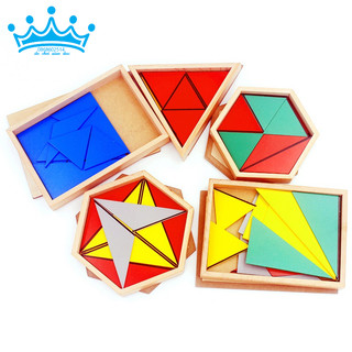 5 hộp ghép hình tam giác Montessori - Constructive Triangles With 5 Boxes