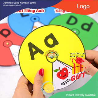 Bộ Flashcard Học liệu hình tròn xoay 26 bảng chữ cái Tiếng Anh Từ Điển Bằng Hình