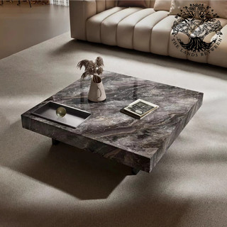 Bàn trà sofa, bàn phòng khách, bàn cafe, nhập khẩu bàn chân thép đen mặt vuông 1m vân đá Cẩm Thạch