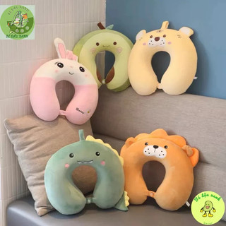 [xả kho]Gối kê cổ chữ U cao su non bọc nhung mềm mịn,  hình đáng yêu dễ  dùng cho văn phòng, đi xe, máy bay