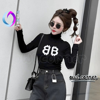 Áo Croptop Ôm Body B2B TAY DÀI CỔ LỌ Đẹp Sexy Nữ, Áo Thun Chất Borip Kiểu In Họa Tiết Thời Trang Hàn Quốc OWL CORNER