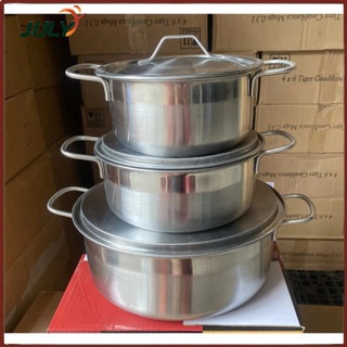 Bộ 3 nồi inox 1 đáy sử dụng bếp từ hàng khuyến mãi sn ,16cm/18cm/24cm-jl