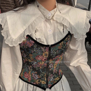 Set corset+sơ mi retro Pháp, corset vintage