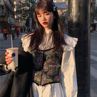 Set corset+sơ mi retro Pháp, corset vintage