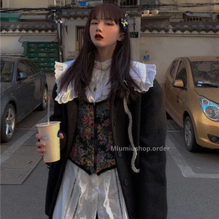 Set corset+sơ mi retro Pháp, corset vintage
