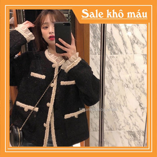Áo dạ tweed Quảng Châu màu đen loại 1 siêu đẹp